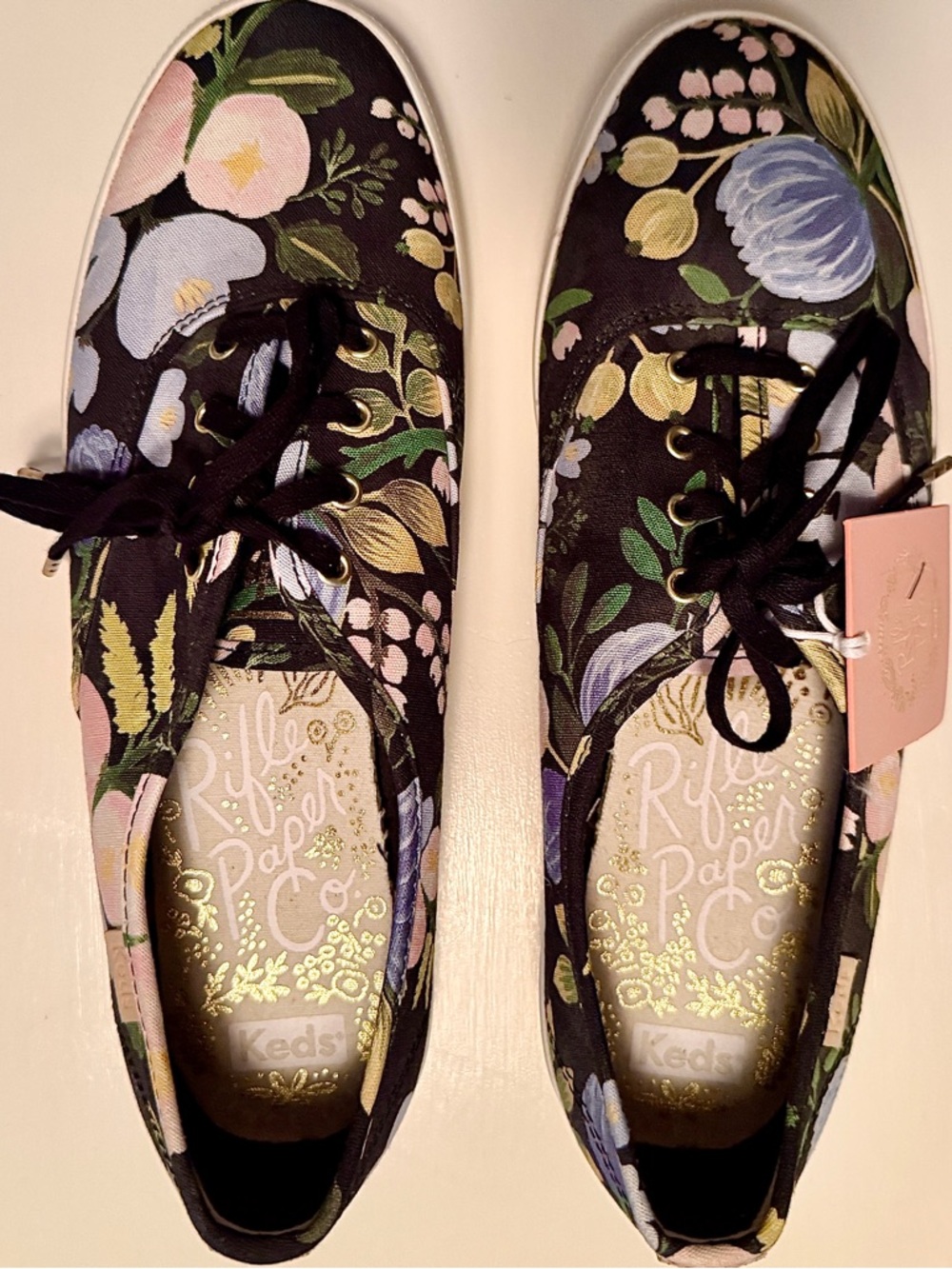 Keds Women's Black Floral Canvas Lace-Up Sneakers